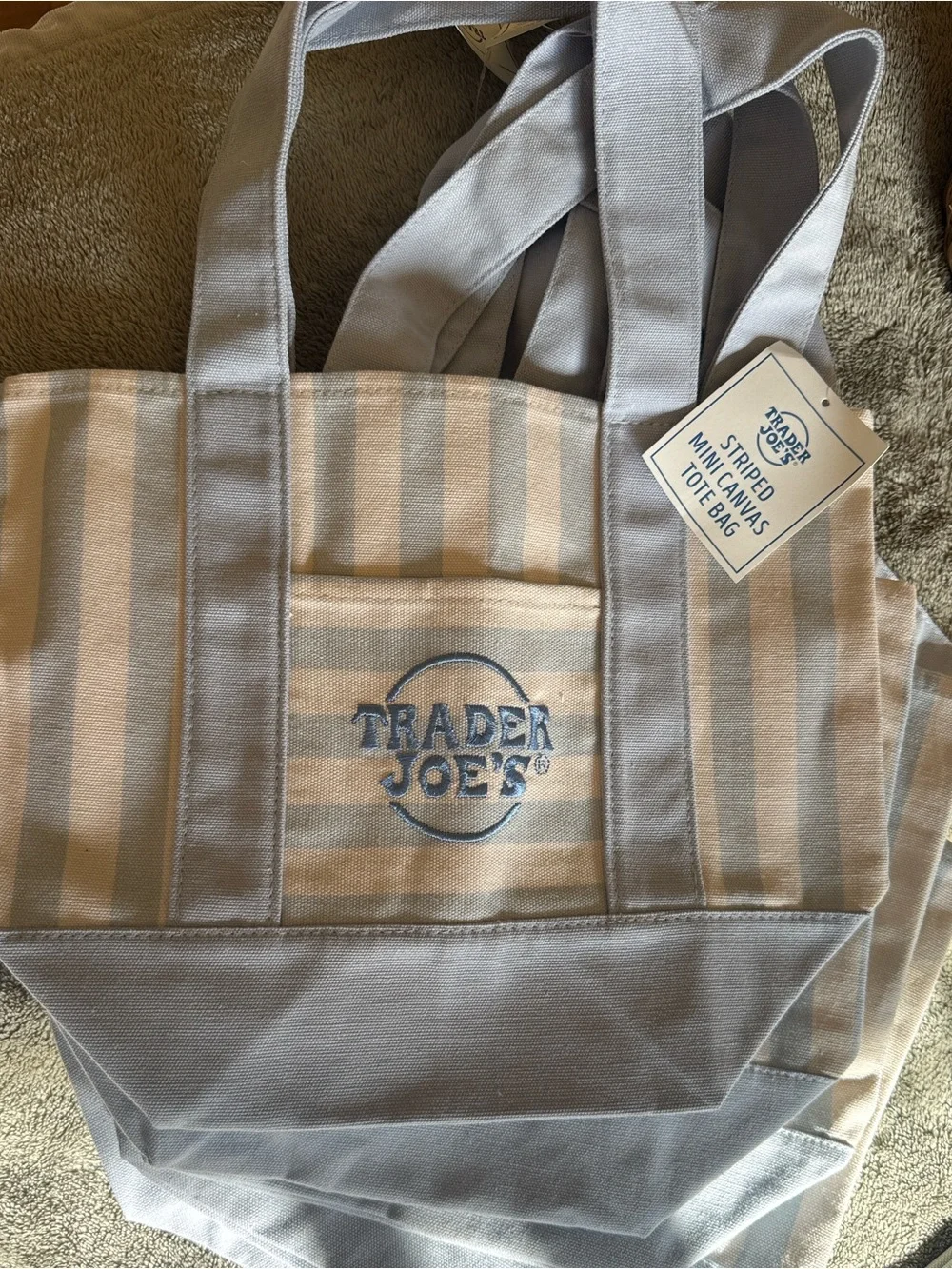 TJ’s Blue & Cream Striped Tote Bag